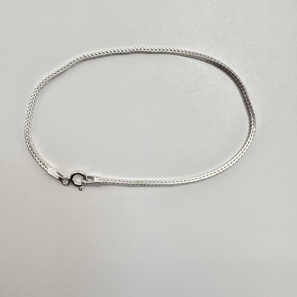 VTG Sterling Silver 925 Foxtail Link Chain Bracelet Spring Ring Clasp Size 7.25" - Picture 12 of 12